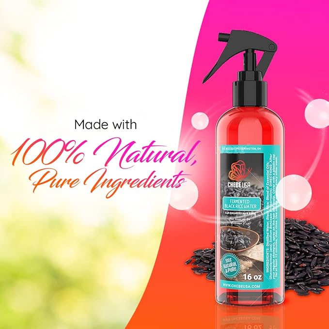 Uhuru Naturals Fermented Black Rice Water - Contains All-Natural Ingredients Detangles and Smoothens Hair Promotes Shine Helps Repair Damage and Restore pH Balance Improves Overall Hair Condition