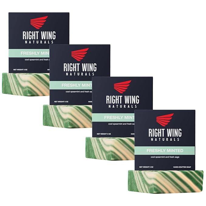 Right Wing Naturals Bar Soap Gift Set for Men | Handcrafted Cold-Pressed | Handmade Organic Soap for Men | Most Popular Flavors | Natural Scented Men’s Bar Soap| Pack of 4 Bars