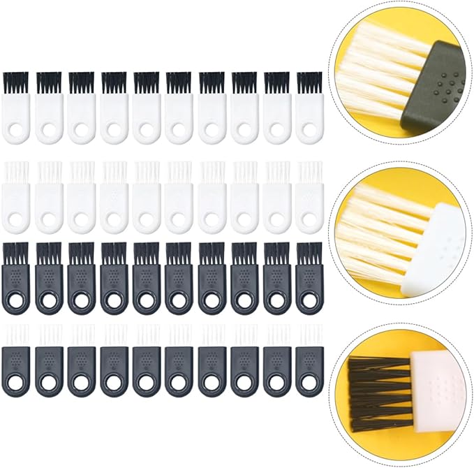 40pcs Electric Shaver Cleaner Brush Set White and Black Handles, Razor Duster for Men's Hair Clipper and Electric Razor Cleaning, Small Cleaning Brushes for Personal Grooming