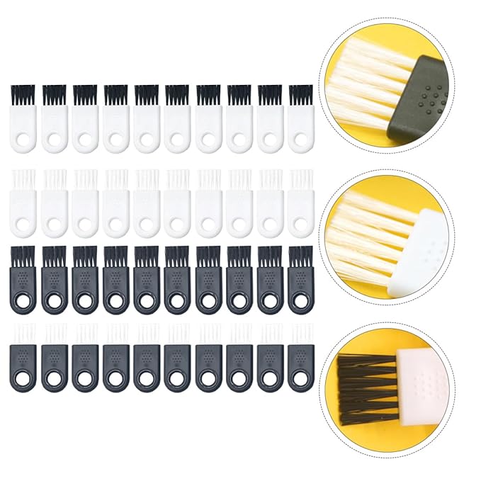 Homoyoyo 40pcs Electric Shaver Brush and Razor Cleaner Set Small Cleaning Tools for Men's Hair Clippers with White and Black Bristles for Personal Grooming and Trimmer Maintenance