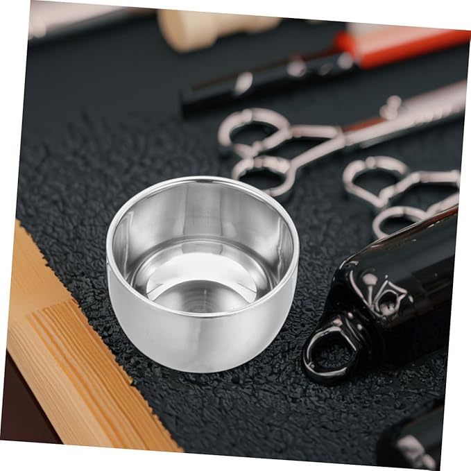 OUNONA 200ml Stainless Steel Double Layer Shaving Lather Bowl Set 2pcs Heat Insulated Shaving Foam Cup for Men