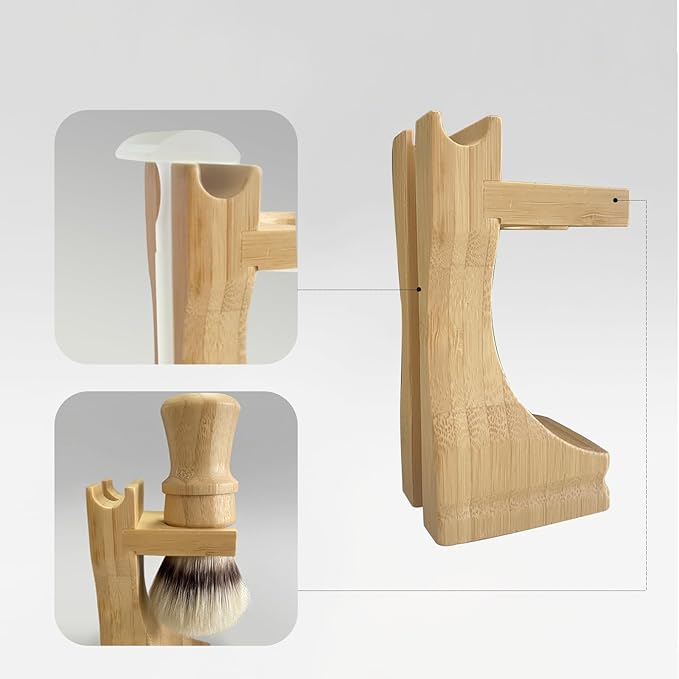 Men's Shaving Kit with Natural Boar Bristle Shaving Brush, Pure Bamboo Shaving Brush Stand with Bowl | Complete Wet Shaving Set for Smooth & Luxurious Shave
