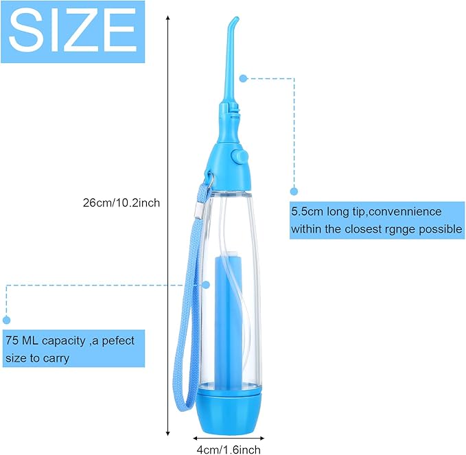 Water Dental Flosser for Teeth Oral Irrigator Water Teeth Cleaner Non Electric Portable Affordable Oral Irrigator Cordless Manual Air Pressure Simple Operation for Home and Travel