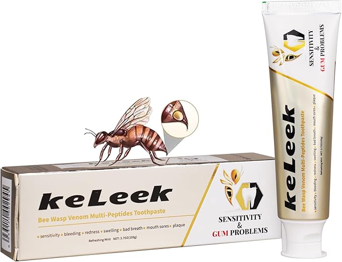 Bee Wasp Venom Multi-Peptides Toothpaste for Bleeding Gums,Gingivitis Treatment Repair,Sensitive Teeth,Mouth Sores,Plaque-12 Hours Breath Fresheners- 3.7 OZ(1 Pack)