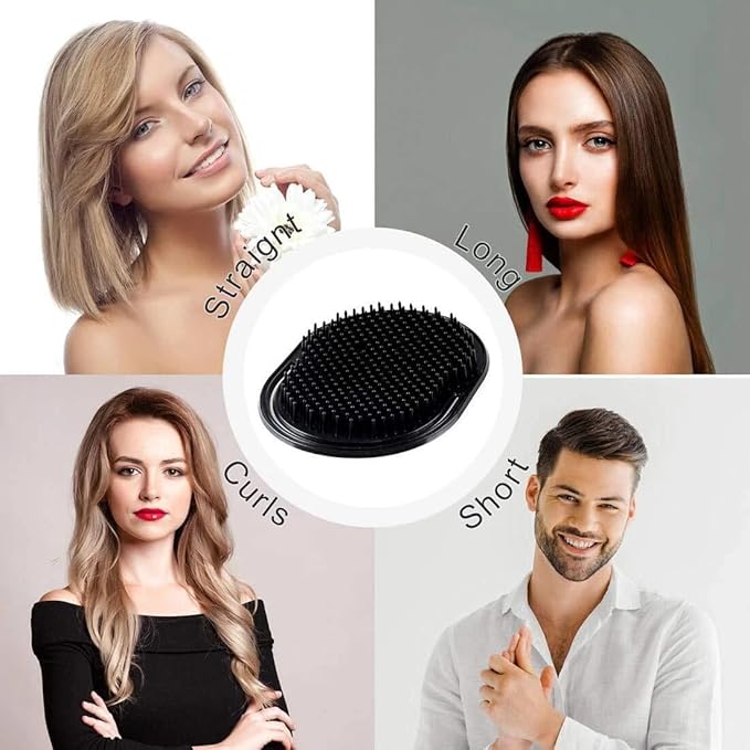 8Pcs Black Soft Palm Combs for Men Portable Pocket Brush Hand Combs for Head Massage Hair Styling Beard Grooming