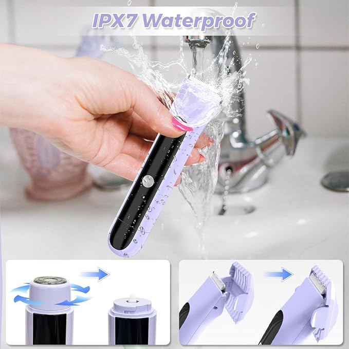 Facial Hair Removal for Women, 2 in 1 Electric Shaver for Women, Dual Head Ceramic Blad, with Digital Display, Rechargeable Epilators Hair Removal for Beard Body Grooming
