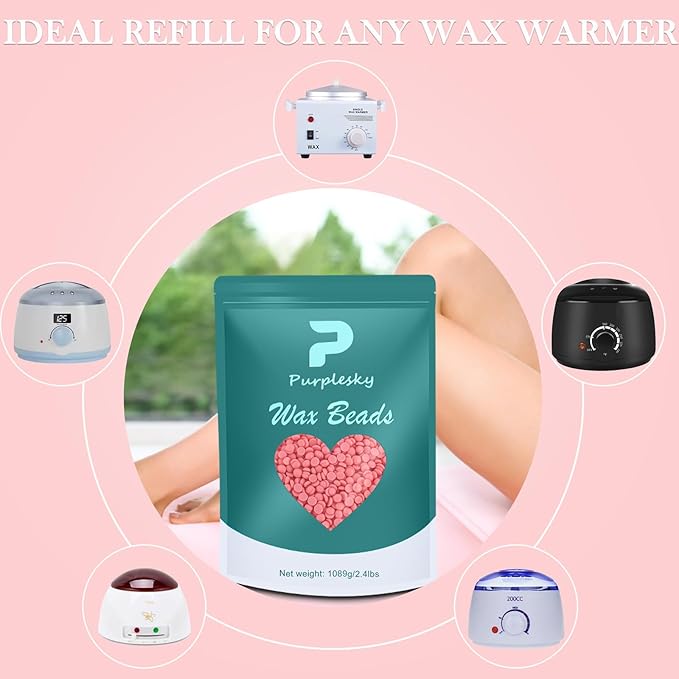 Wax Beads for hair removal- 1lb Hard Wax Professional Beans - Low Termperature Stripless Melting Wax for Body, Leg, Bikini Back, Nose, Upper Lip, Facial, Underarm - Brazilian Painless Waxing