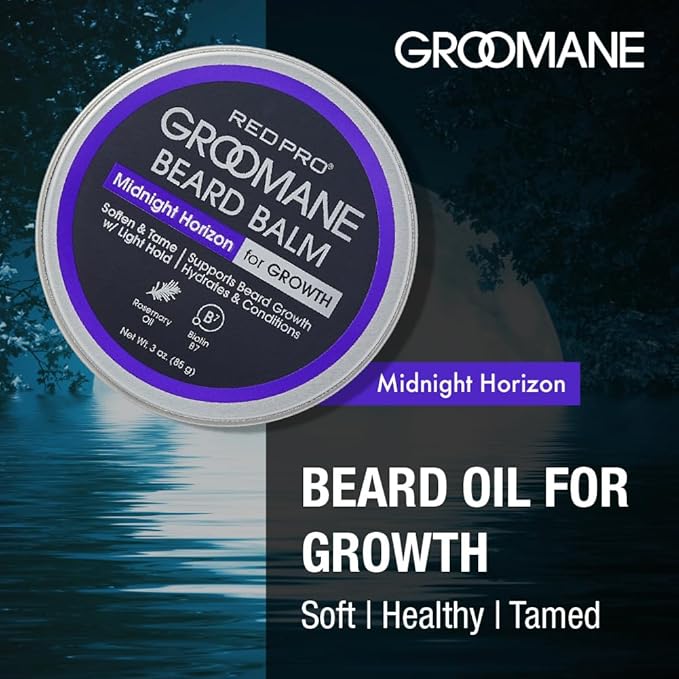 Red by Kiss Groomane Beard Balm, Soften & Tame, Light Hold, Promotes Full, Healthy Look Beard Strengthen Facial Hair, Reduce Breakage