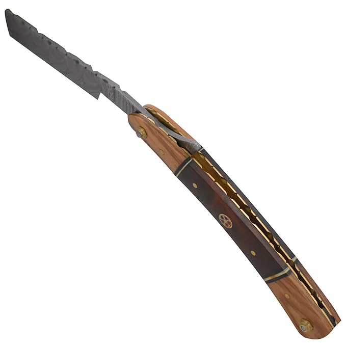 Straight Razor | Sharp High Hardness Real Damascus Steel Cutthroat Edge-Blade | Barber Razor (325)