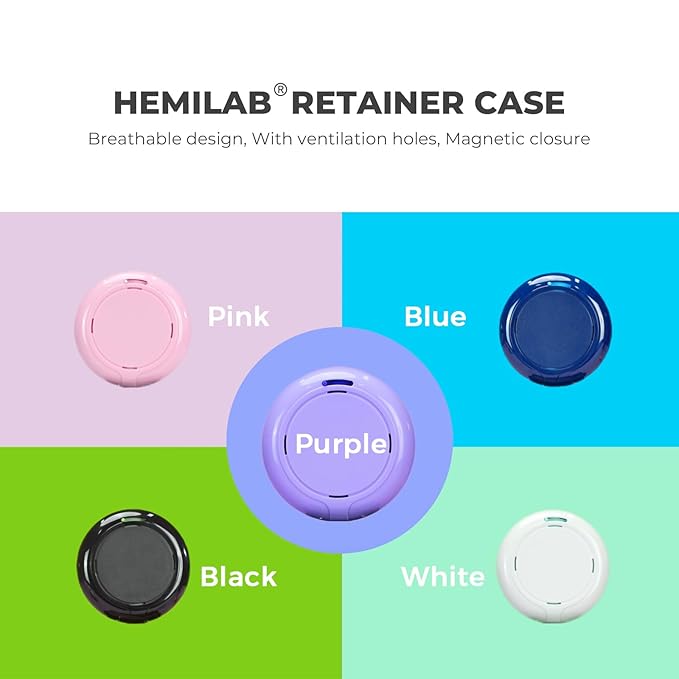 HEMILAB® Retainer Case, Slim Aligner Case with Mirror, Compatible with Invisalign, Cute Retainer Orthodontic Box with Vent Holes, Purple