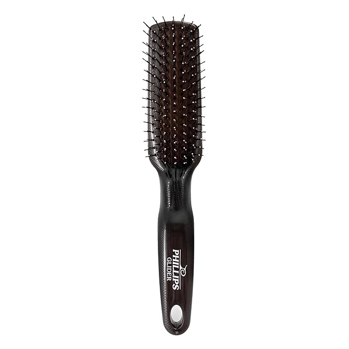 Phillips Brush Glider Detangler Brush, Black Opal – 2-Tier Nylon Tipped Bristles Infused with Moroccan & Keratin Oils which Keeps Hair Healthy & More Manageable
