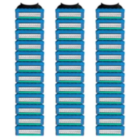 36 Blades Replacement Parts for GL-Fusion 5 Style Razors (Blue-Green), Wet Razors Men's Blades Value Packs