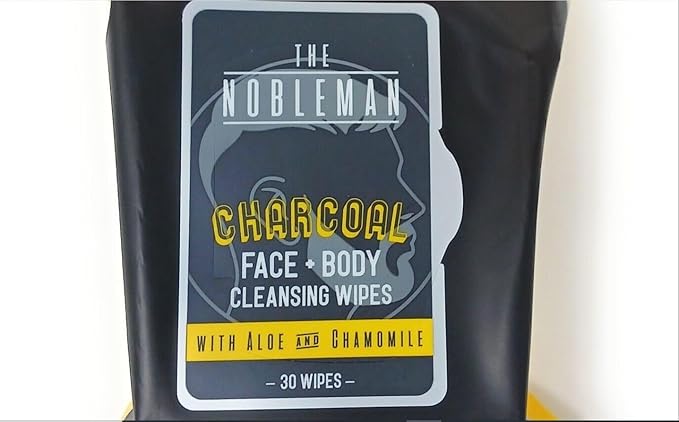 Nobleman The Face & Body Cleansing Wipes, Charcoal, 30 count