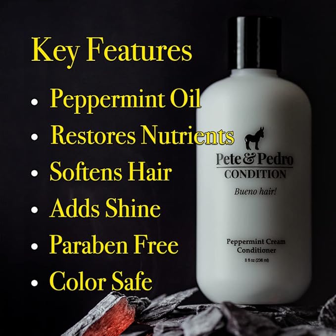 Pete and Pedro Control and Conditon Combo | Extra-Strength Dandruff & Anti-Itch Medicated Coal Tar Peppermint Shampoo Plus Restorative Peppermint Conditioner {Featured on Shark Tank}