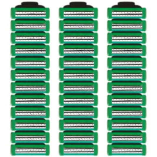 36 Blades Replacement Parts for GL-Mach 3 Style Razors (Green), Wet Razors Men's Blades Value Packs