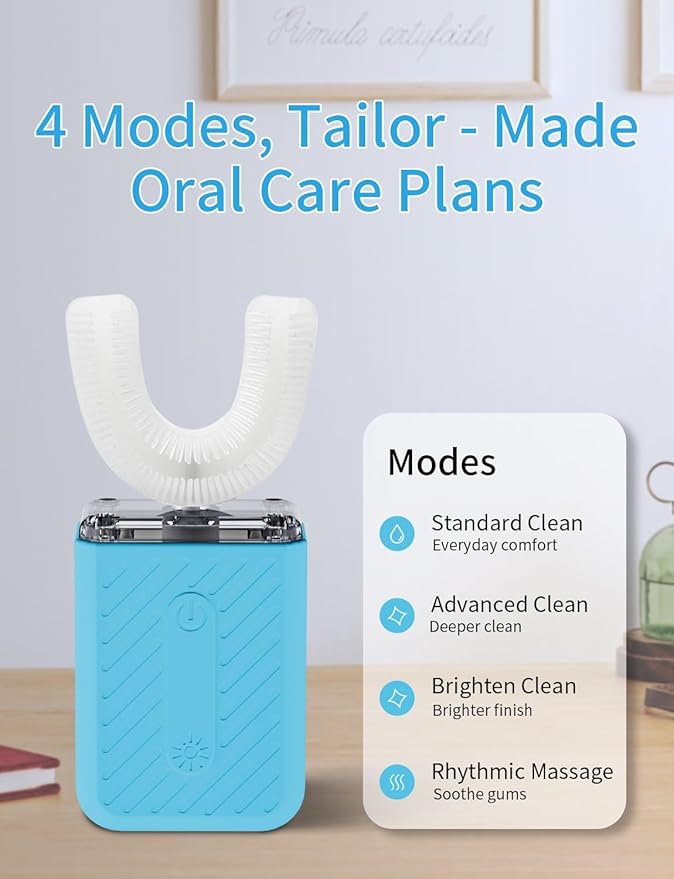 U-Shaped Electric Toothbrush, 4 Modes, 60-Second Clean, Magnetic Contact Charging, Travel-Friendly