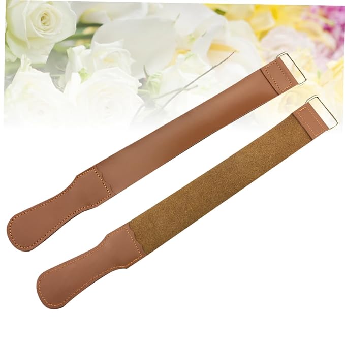 2pcs Razor Strop for Straight Razor Sharpening Durable Cowhide Polishing Cloth for Blades and Woodworking Tools
