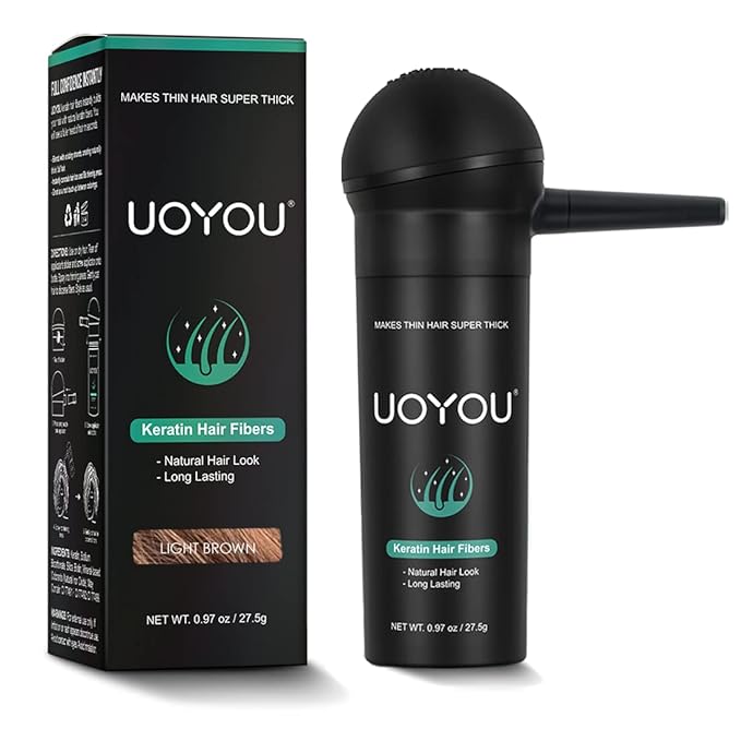 LIGHT BROWN Hair Fibers for Thinning Hair 27.5g Bottle with Applicator | Natural Keratin Hair Fibers Concealer for Hair Loss for Men and Women | Hair Building Fibres Powder [LIGHT BROWN]