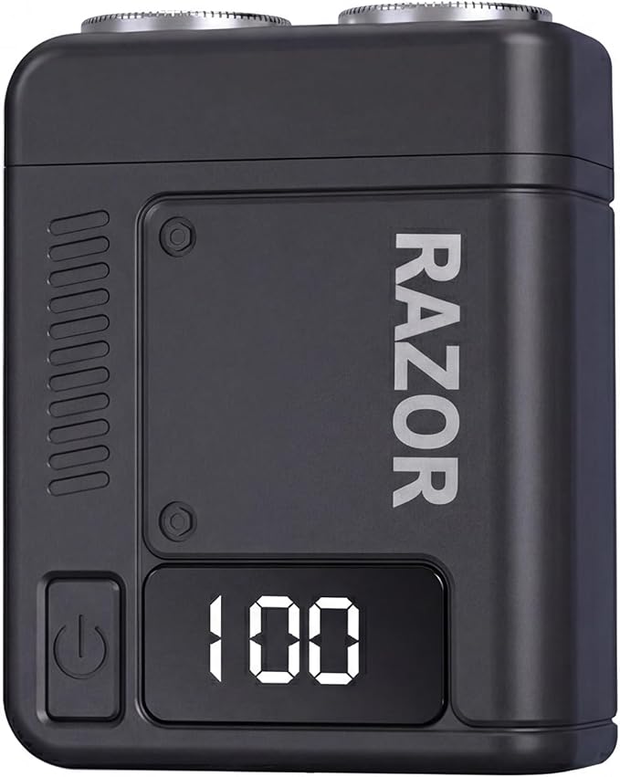 Men's Electric Mini Portable Razor, Rechargeable, Black, Face, Lightweight, Battery Powered, Shaver B, SV002, Attachment, 1 pounds
