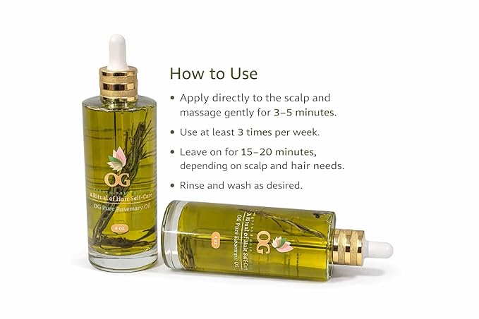 OG Pure Rosemary Hair Oil – 4 oz | Scalp Growth & Hair Strengthening Oil with Real Rosemary | Handmade, Natural Hair Care
