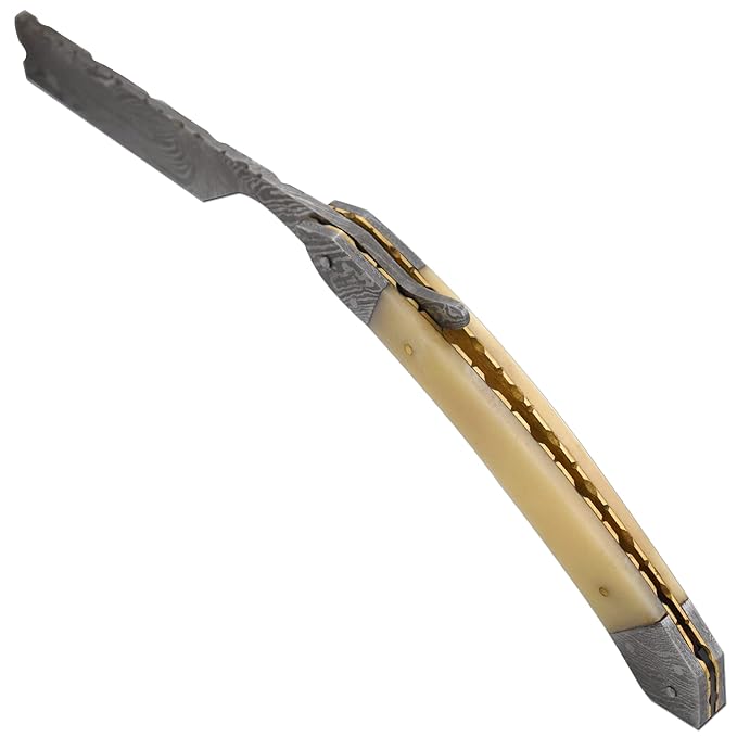 Straight Razor | Straight Edge-Razor Sharp High Hardness Real Damascus Steel Cutthroat Straight Edge-Blade | Barber Razor (332)
