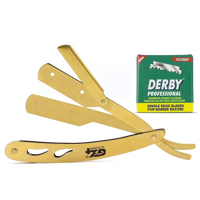 G4 Professional Straight Edge Razor for Men with 100-Pack Replaceable Derby Blades Barber Single Blade Shaving Razor -navajas para barbero