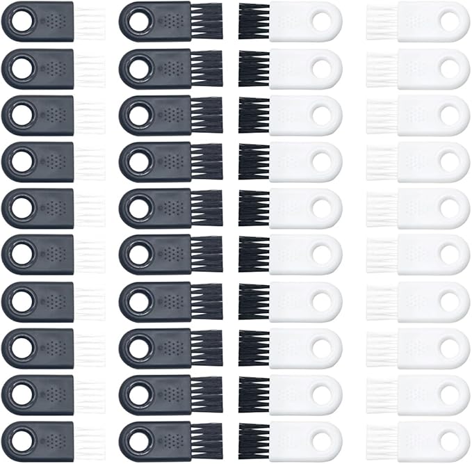 Uonlytech 40pcs Electric Shaver Cleaner Brushes Small Razor Cleaning Tools for Hair Clippers Trimmers White and Black Handles for Personal Grooming