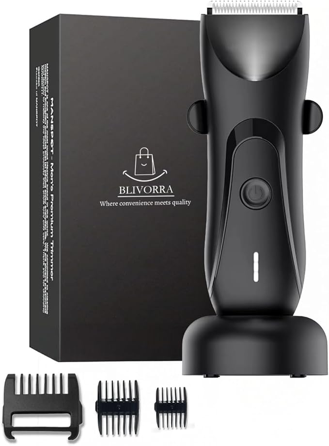 Next Gen Premium Body & Pubic Hair Trimmer – Waterproof Electric Ball Shaver & Groin Hair Clipper with Ceramic Blades – Rechargeable Wet/Dry Trimmer for Men & Women, Chest, Legs, Bikini