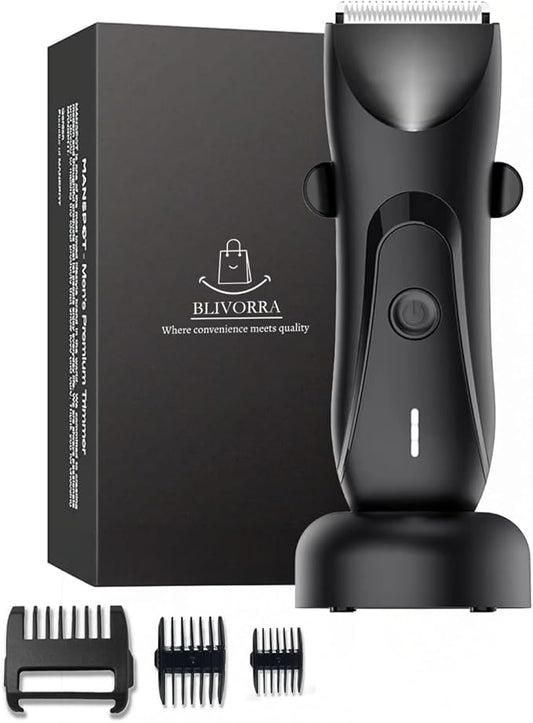 Next Gen Premium Body & Pubic Hair Trimmer – Waterproof Electric Ball Shaver & Groin Hair Clipper with Ceramic Blades – Rechargeable Wet/Dry Trimmer for Men & Women, Chest, Legs, Bikini