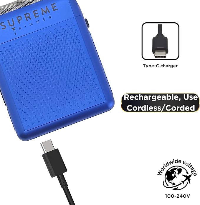Supreme Trimmer Solo Single Foil Shaver for Pocket | 150 Min Runtime Cordless use, Powerful USB-C Mini Travel Razor for Professional & Home use | STF101