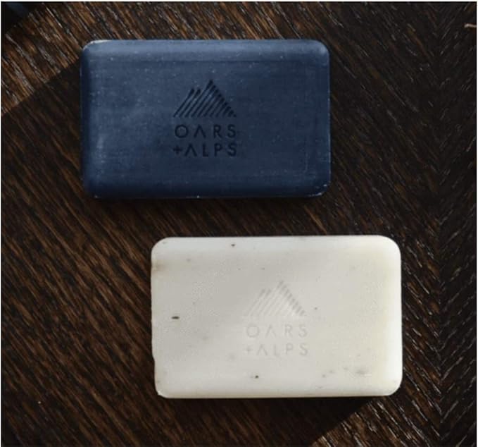Oars + Alps Blue Charcoal Exfoliating Bar Soap for Men Gift Set, Deep Cleaning & Exfoliating Soap, Made with Clean Ingredients, All Skin Types, Cruelty Free, Paraben Free, Travel Size, 2pk, 6oz