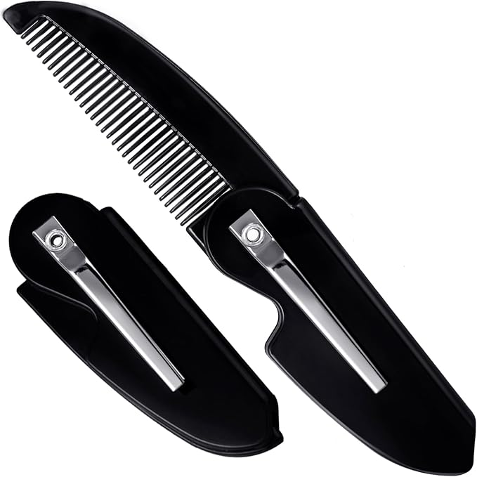 Folding Mustache Comb for Men, Portable Plastic Pocket Moustache Comb, Fine Teeth Beard Straightener Grooming Styling Hair for Men (1 Pcs)