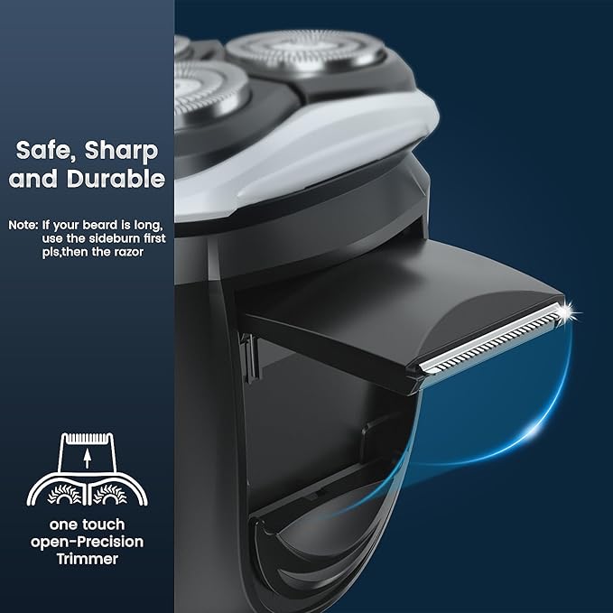 SweetLF Men's Electric Shaver, Silent & Powerful, IPX7 Waterproof, Dual-Track Floating Blades, Type C Fast Charging, 60 Minutes Charge, 120 Minutes Runtime, Precision Sideburn Trimmer, Travel-Friendly