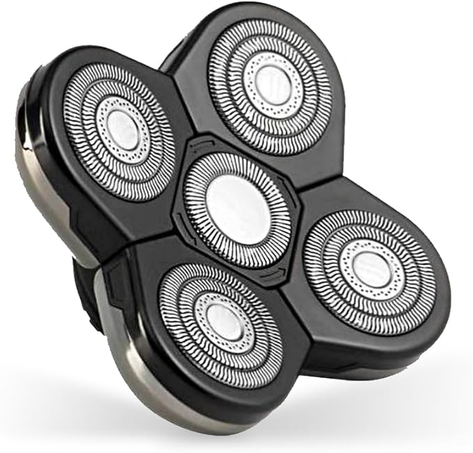 Skull Shaver Baron Replacement Shaver Head Blade - Smooth Close Shave - Wet & Dry Use - Flexible 5-Head Design - Quick Twist Lock - Universal Fit