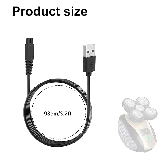 2pcs Shaver Charger Cords Replacements for Freebird, 98cm/3.2ft Durable Razor Charger Cord Replacements Compatible with Freebird & FlexSeries Head Shavers (Black)