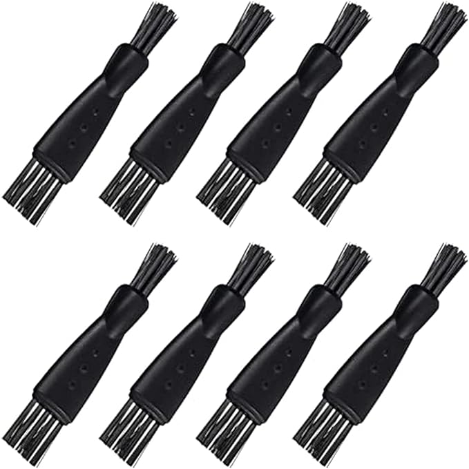 8 Pieces Shaver Brush Razor Cleaning Brush Electric Shaver Double Sided Trimmer Shaver Brush Cleaner Set Nylon Bristles PP Handle Hair Remover Shaving Razor Brush Replacement Brushes