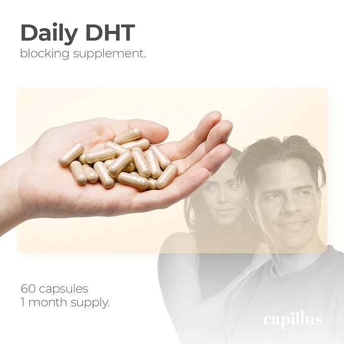 Capillus DHT Blocker For Women Hair Growth DHT Blocker For Men Hair Vitamins For Hair Loss Strengthen & Stimulate For Stronger, Thicker, Fuller, Healthier Hair With Biotin & Keratin 60 Capsules