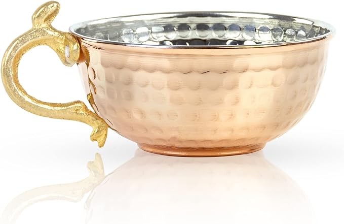 Copper Lather Cup – Turkish Hand-Hammered Traditional Grooming Accessory – Safety Razor Bowl & Brush Holder – Classic Barber Shop Utensil