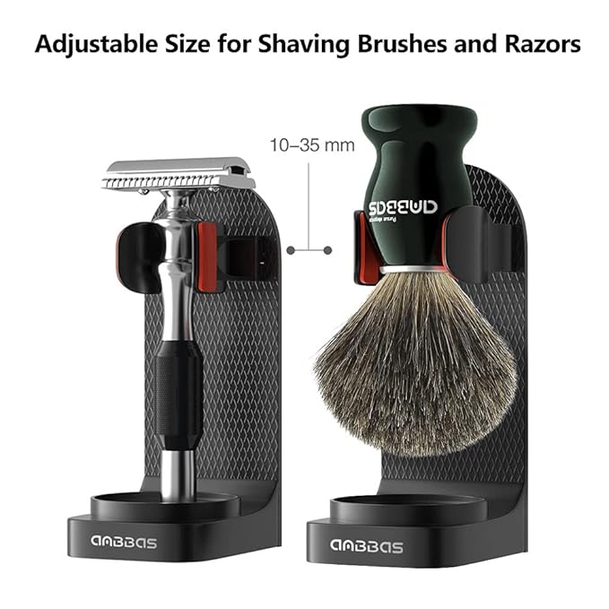 Anbbas Pure Badger Hair Shaving Brush and Bowl with Black ABS Wall Mounted Holder Stands for Lathering Bowl and Brush,3.5 oz Shaving Soap Refill,5in1 Set for Men Wet Shave