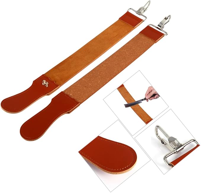 Genuine Leather Strop, 19.8 * 2in Straight Razor Strop, Barber Razor Sharpening Belt Suitable for Straight Razors Sharpeners and Chisels