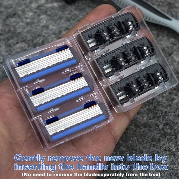 YunChun-Stationary- Six Blade Razor System with Trimmer - 24 Pack (2 Handle + 24 Cartridges)