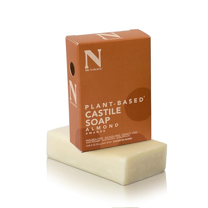Dr. Natural Castile Bar Soap - Multipurpose Soap Bar with Anti-Acne Properties - For Face, Body and Hair - Sensitive Skin Body Wash - Almond - 5 oz..