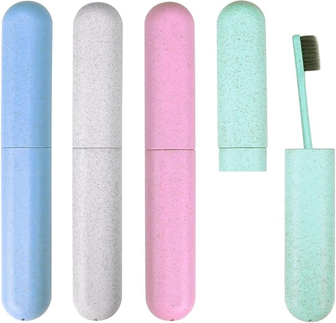 4-Pack Toothbrush Travel Case, Plastic Dustproof Breathable Travel Toothbrush Holders for Home, Travel, Business, Camping, School, Portable Travel Toothbrush Containers