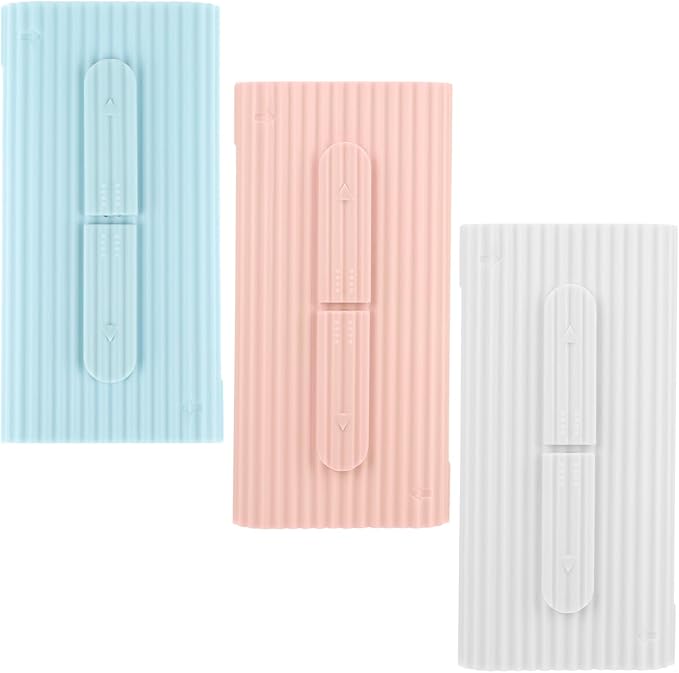 WLLHYF Portable Dental Floss Pick Organizer Travel Flosser Dispenser Storage Case Refillable Holder Boxes with 10 Floss Picks for Teeth Cleaning (White, Blue, Pink)