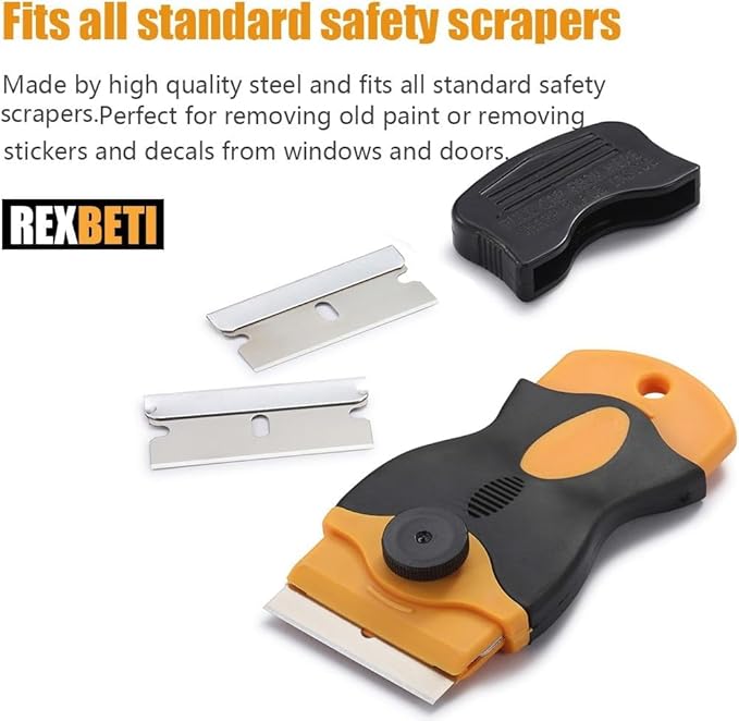 REXBETI 1000PCS Single Edge Razor Blades, Industrial Razor Blades, Box Cutter Replacement Blades, Glass Scraper Razor Blades