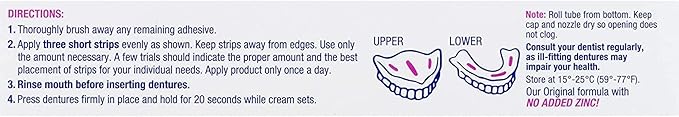 Effergrip Denture Adhesive Cream, Minty Fresh, 2.5 Oz, Zinc-Free Formula with Extra Strong Grip
