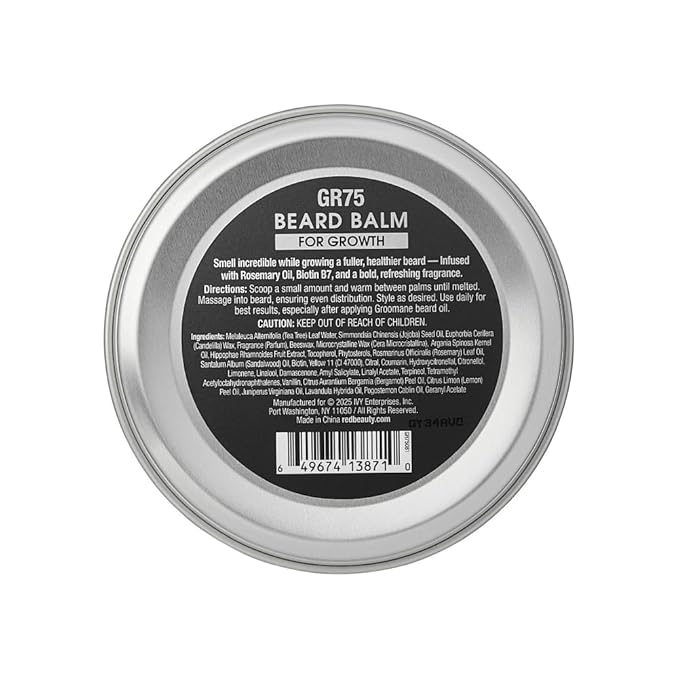 Red by Kiss Groomane Beard Balm, Soften & Tame, Light Hold, Promotes Full, Healthy Look Beard Strengthen Facial Hair, Reduce Breakage
