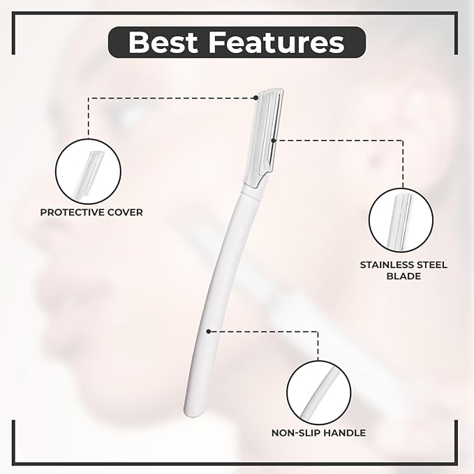 Visage Precision Facial Razors, Touch-up Dermaplaning Tool, Eyebrow Razor, Facial Hair/Peach Fuzz Removal, Face Shavers for Women and Men - 3 count