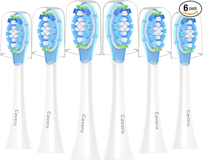 Replacement Toothbrush Heads for Philips Sonicare C3 C2 G3 A3 W2 W3, 6 Pack Soft Silicone Brush Heads for HX9054 4100 5100 6100 7500, Compatible with Snap-On Handles, Anti-Collision Design
