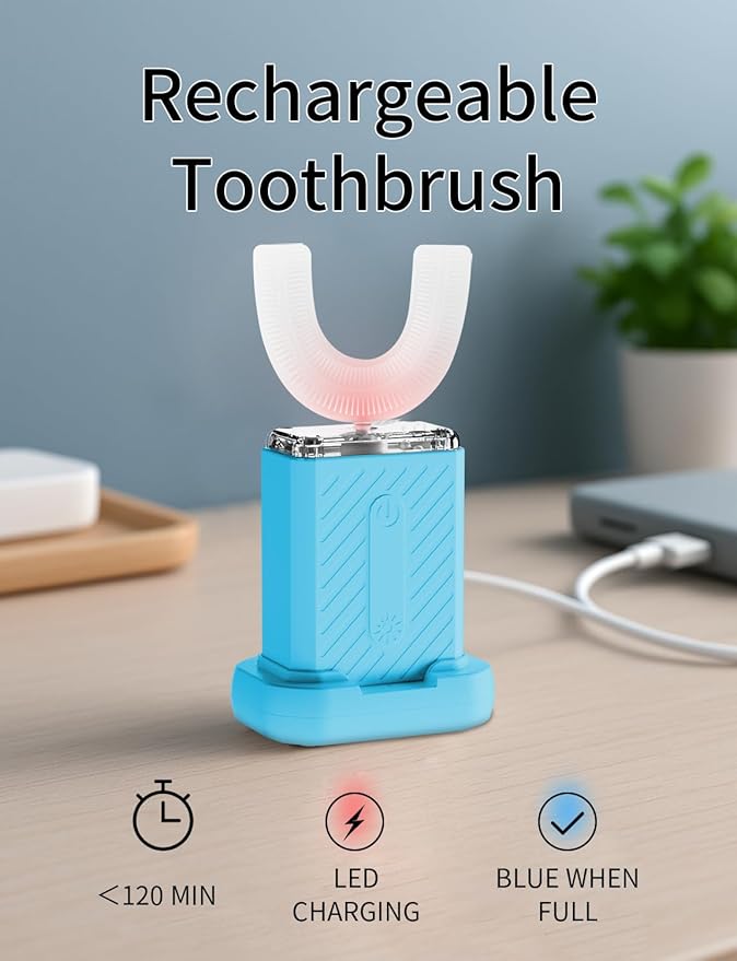 U-Shaped Electric Toothbrush with 4 Cleaning Modes, U Toothbrush Adult with Magnetic Contact Charging, U Toothbrush for Busy Professionals & Travelers